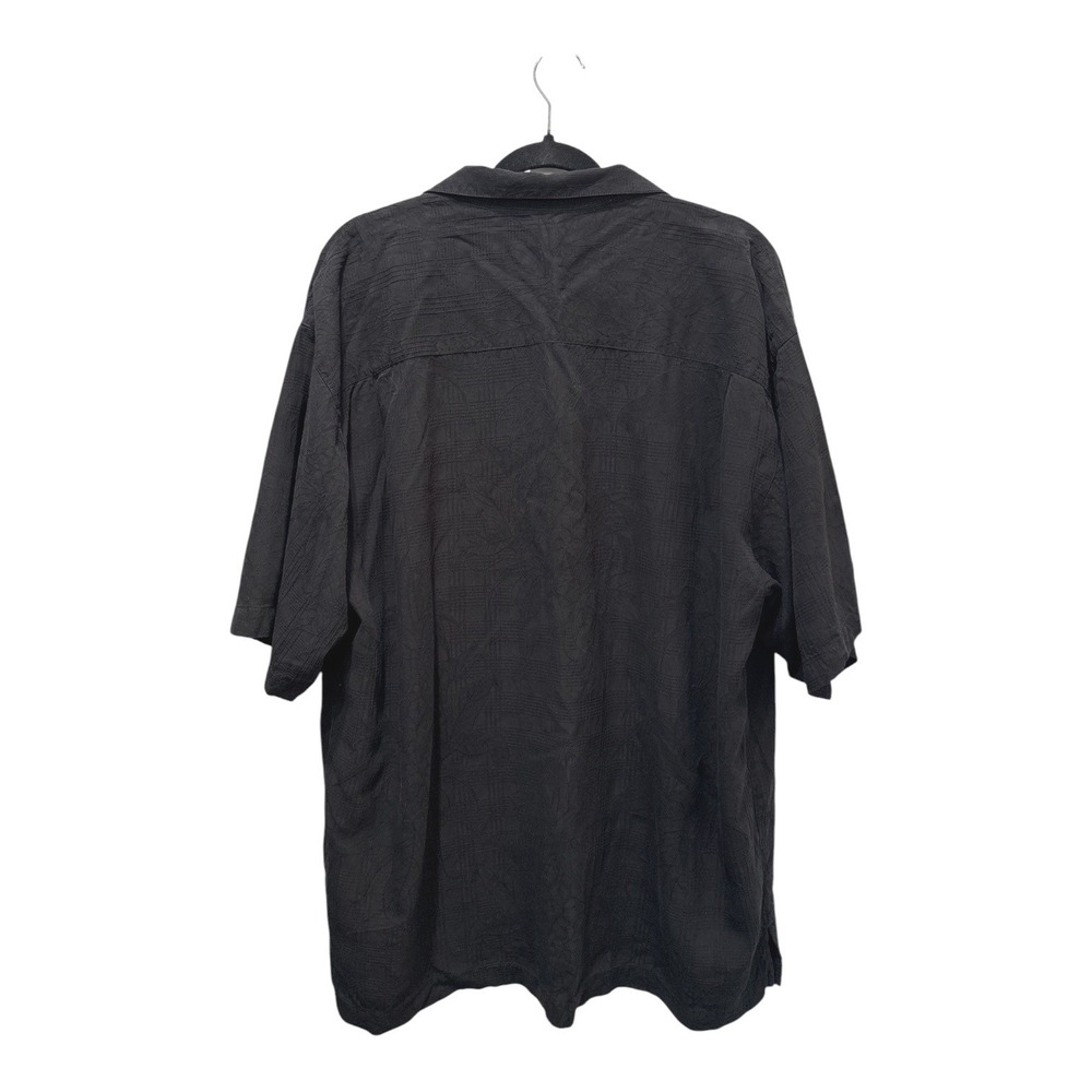 Tommy Bahama 100% Silk Camp Shirt XL Black Tonal Jacquard Tropical Button Up - Picture 2 of 10